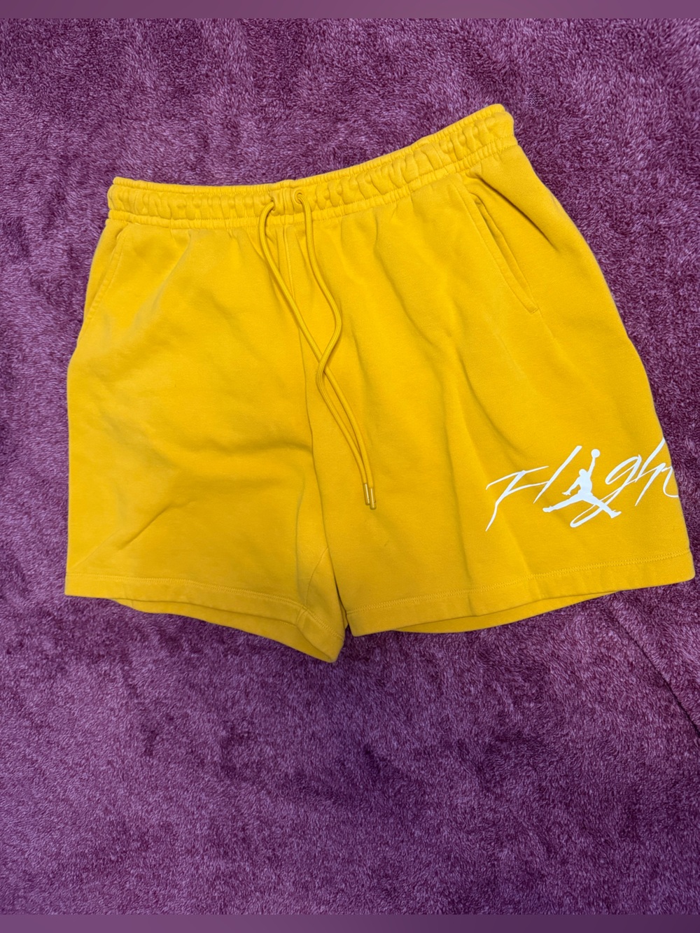 Jordan Yellow Men's Shorts with White Jumpman Script